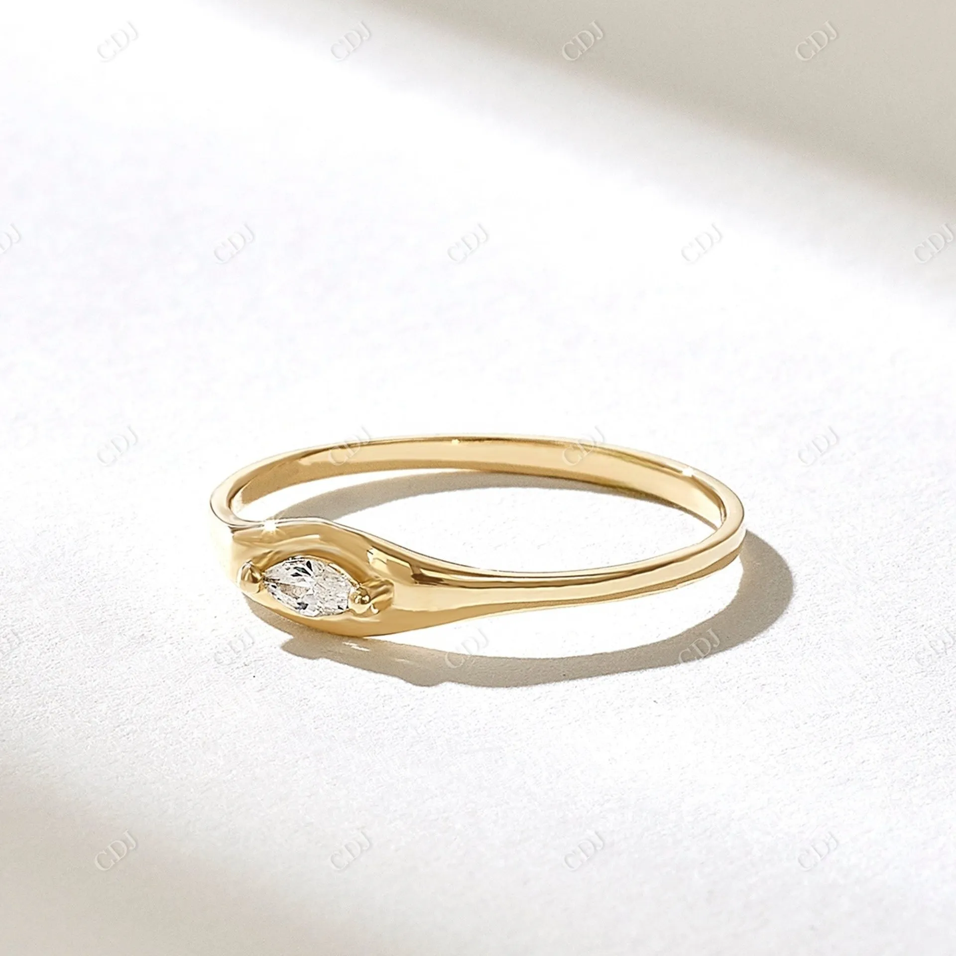 0.06CTW Marquise Lab Grown Diamond Signet Ring