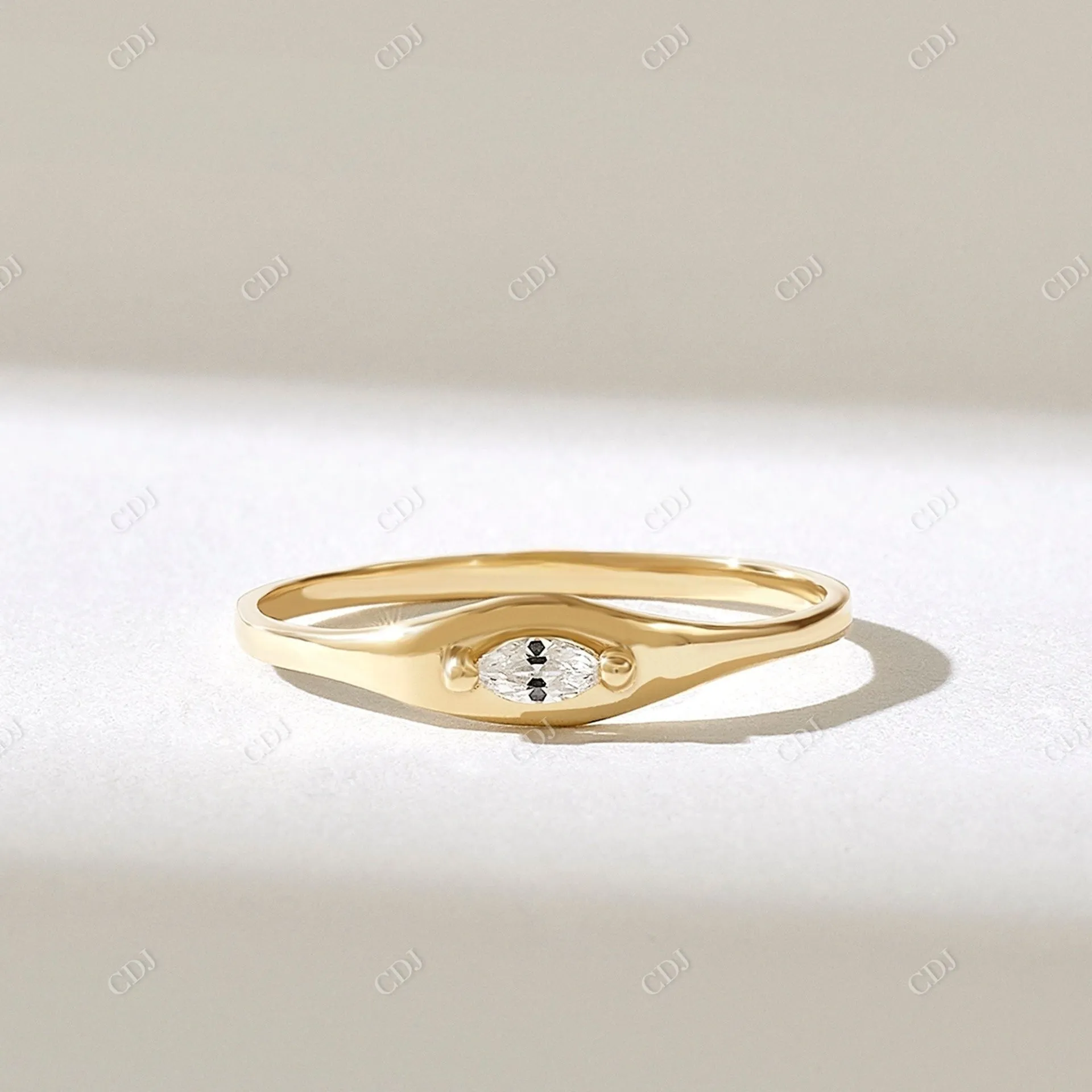 0.06CTW Marquise Lab Grown Diamond Signet Ring