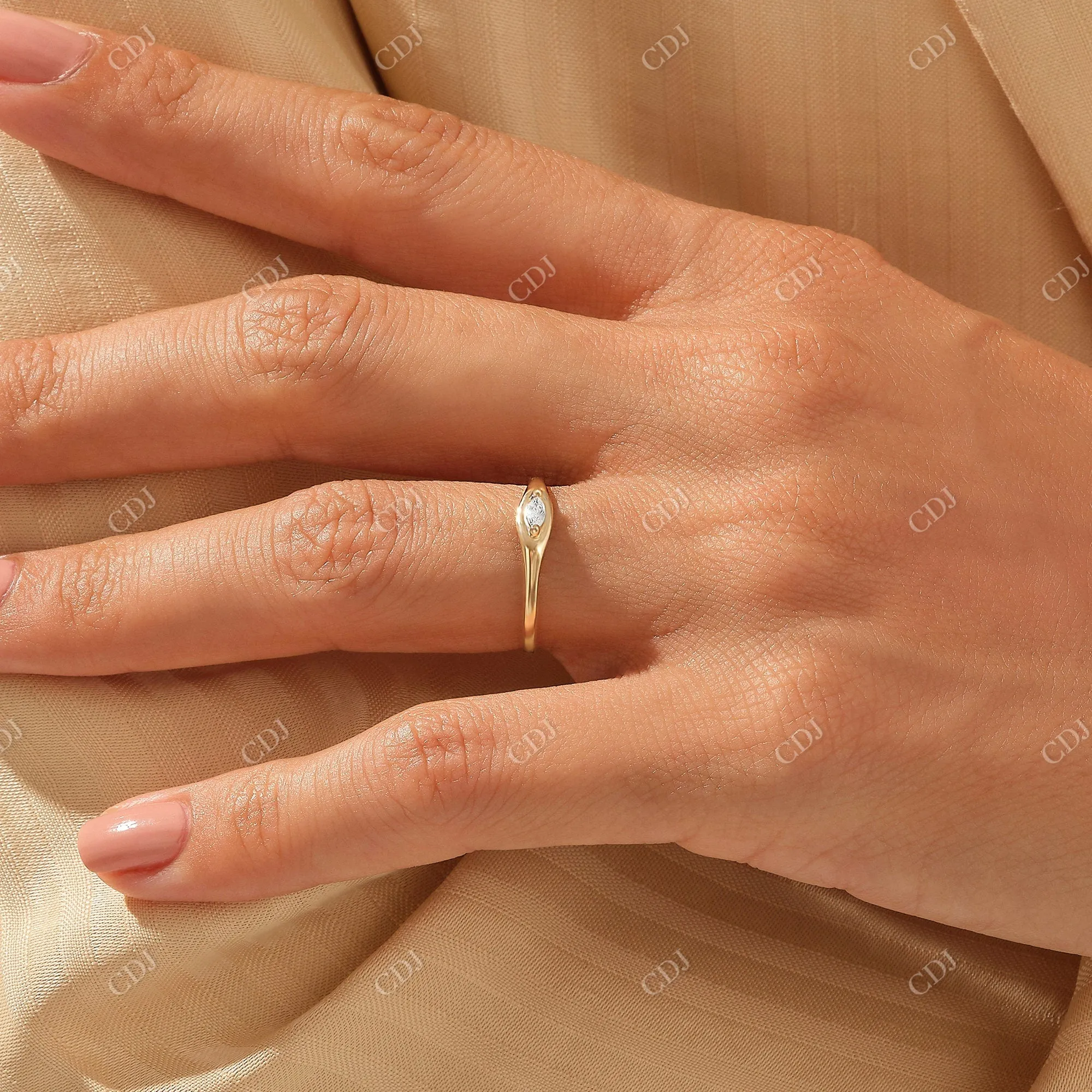 0.06CTW Marquise Lab Grown Diamond Signet Ring
