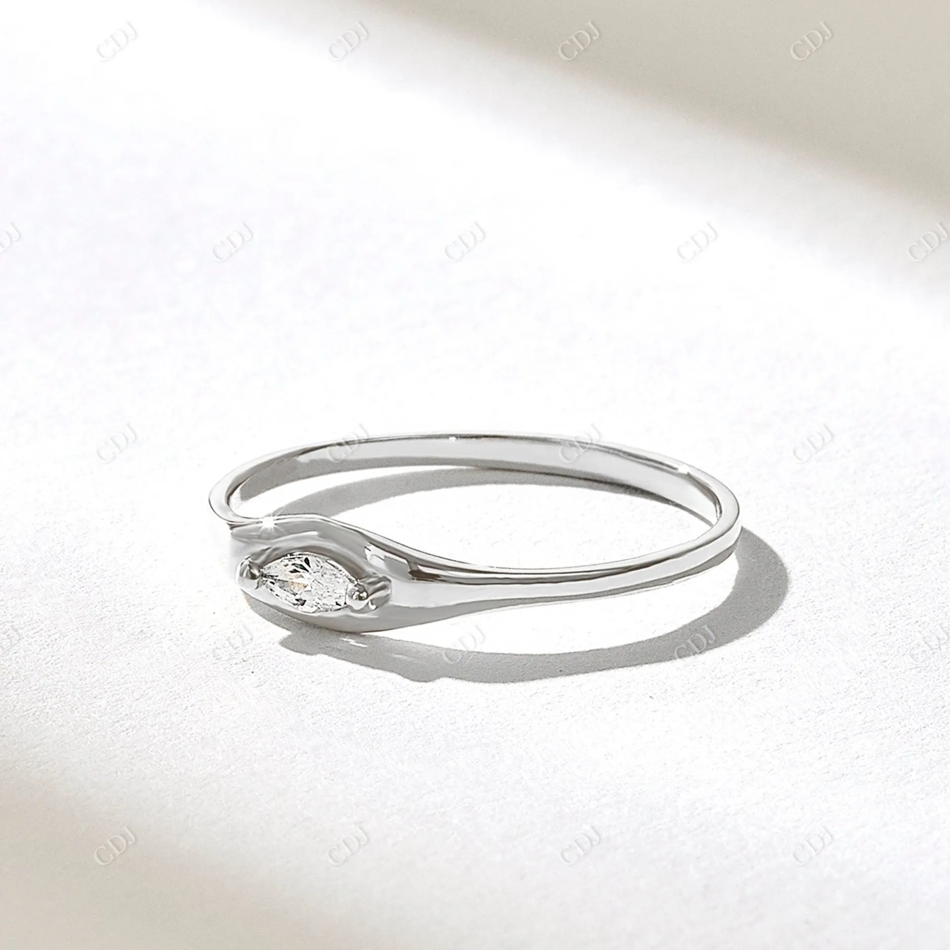 0.06CTW Marquise Lab Grown Diamond Signet Ring