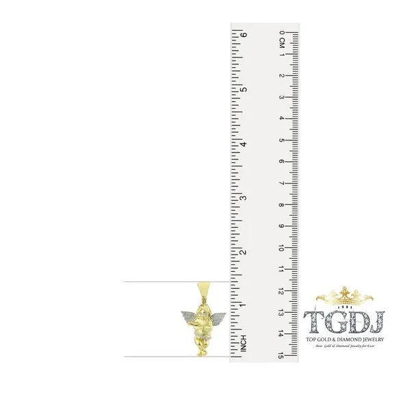 10k Yellow Gold 0.20 Ct Diamond Mini Praying Angel