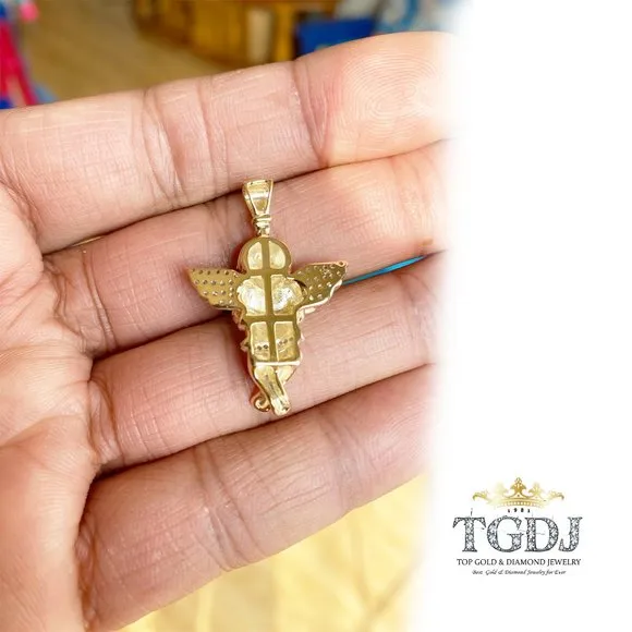10k Yellow Gold 0.20 Ct Diamond Mini Praying Angel