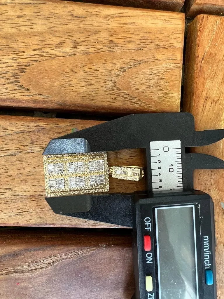 10K Yellow Gold 1.82 CT Diamond Charm Pendant, Icebox Necklace Pendant,  Hip Hop Dog tag Pendant For Men, Mens Pendant, Gift for Him