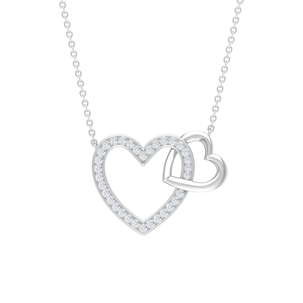 1/4 CT Interlocking Heart Diamond Pendant in Gold