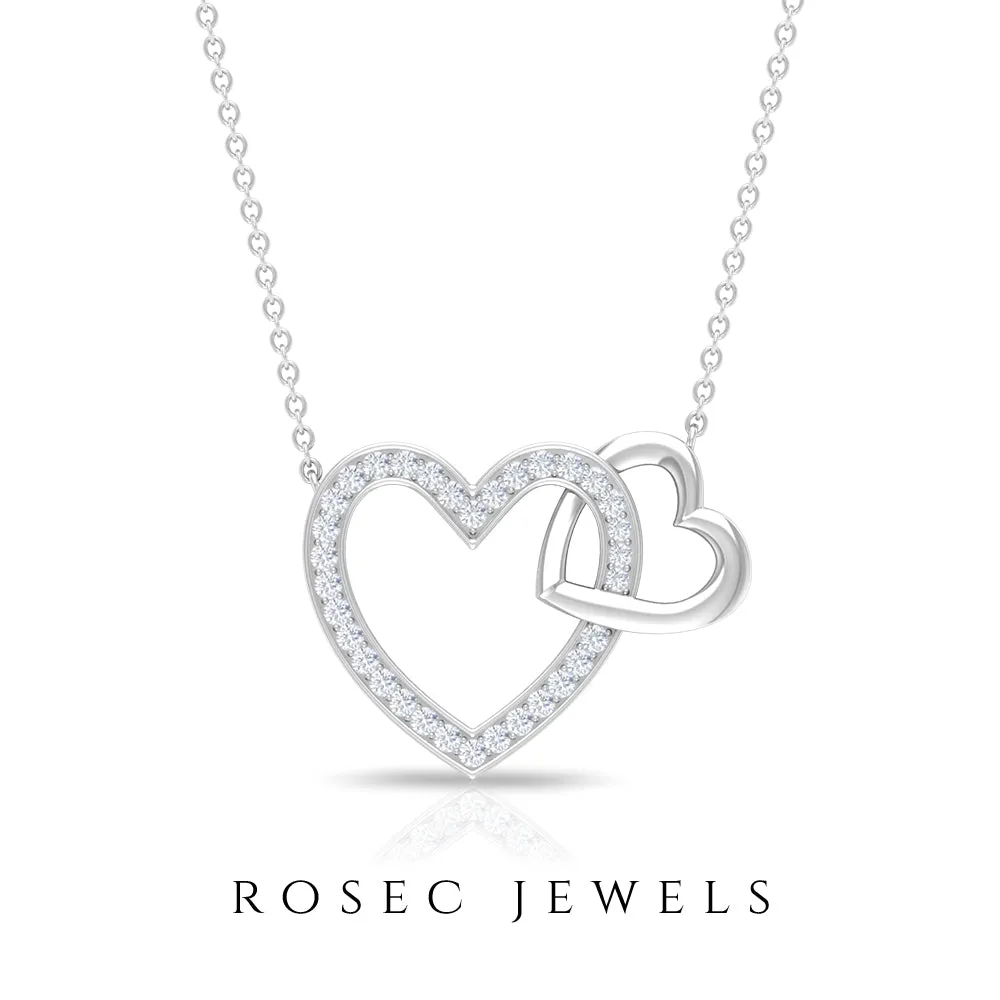 1/4 CT Interlocking Heart Diamond Pendant in Gold