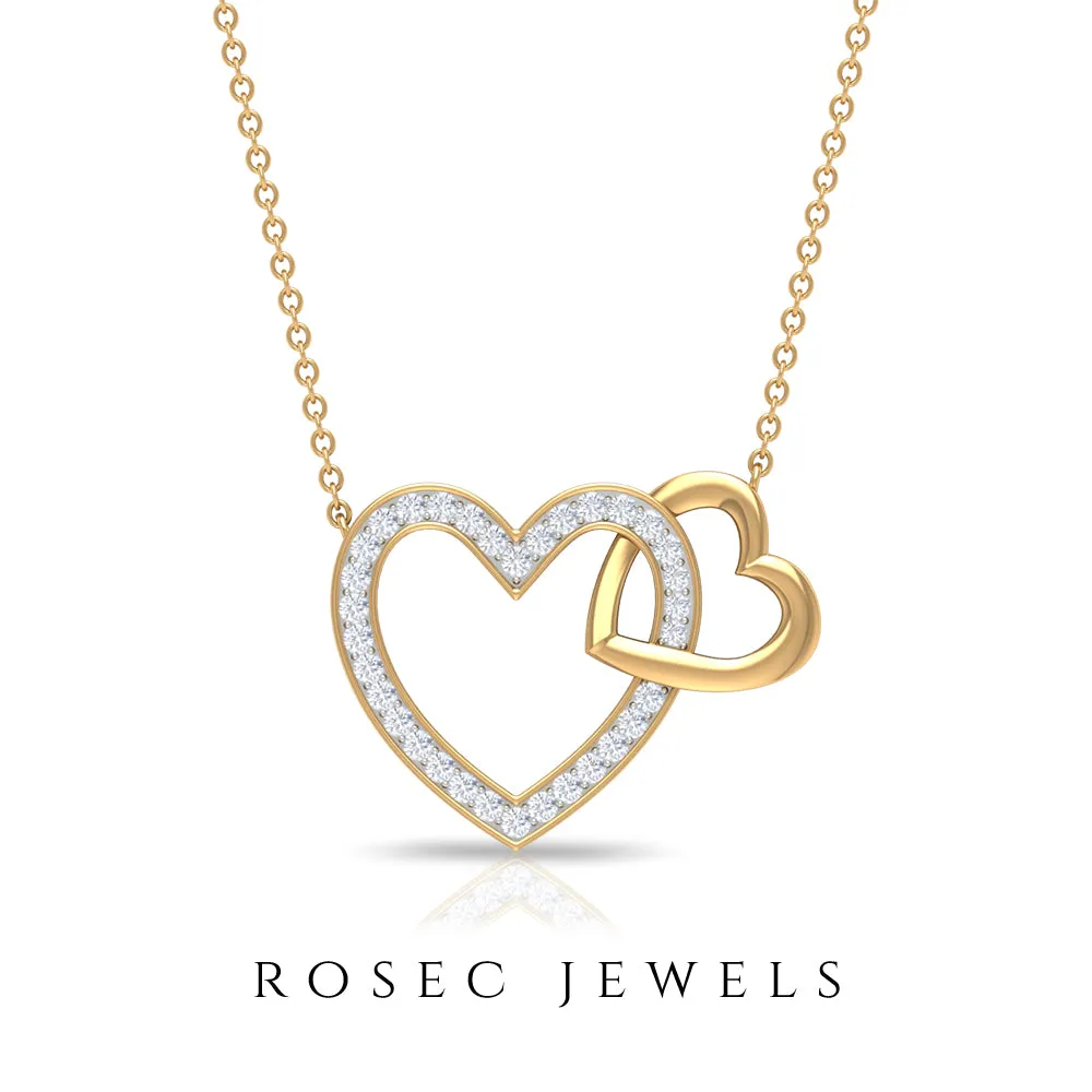 1/4 CT Interlocking Heart Diamond Pendant in Gold