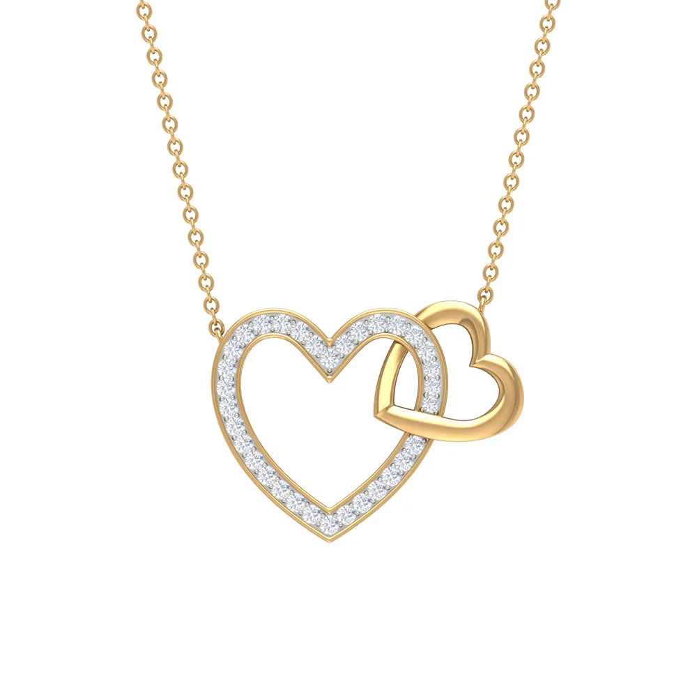1/4 CT Interlocking Heart Diamond Pendant in Gold