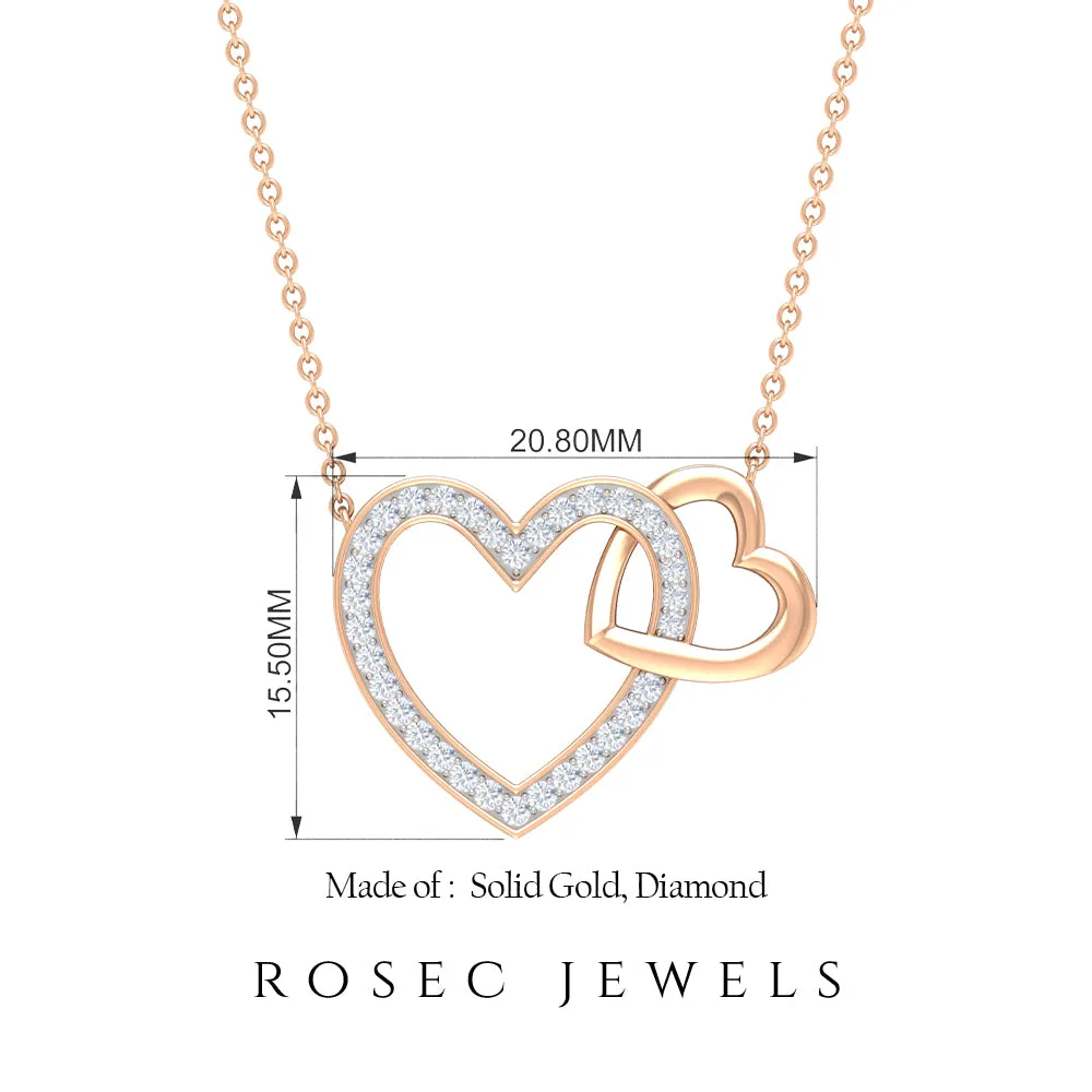 1/4 CT Interlocking Heart Diamond Pendant in Gold