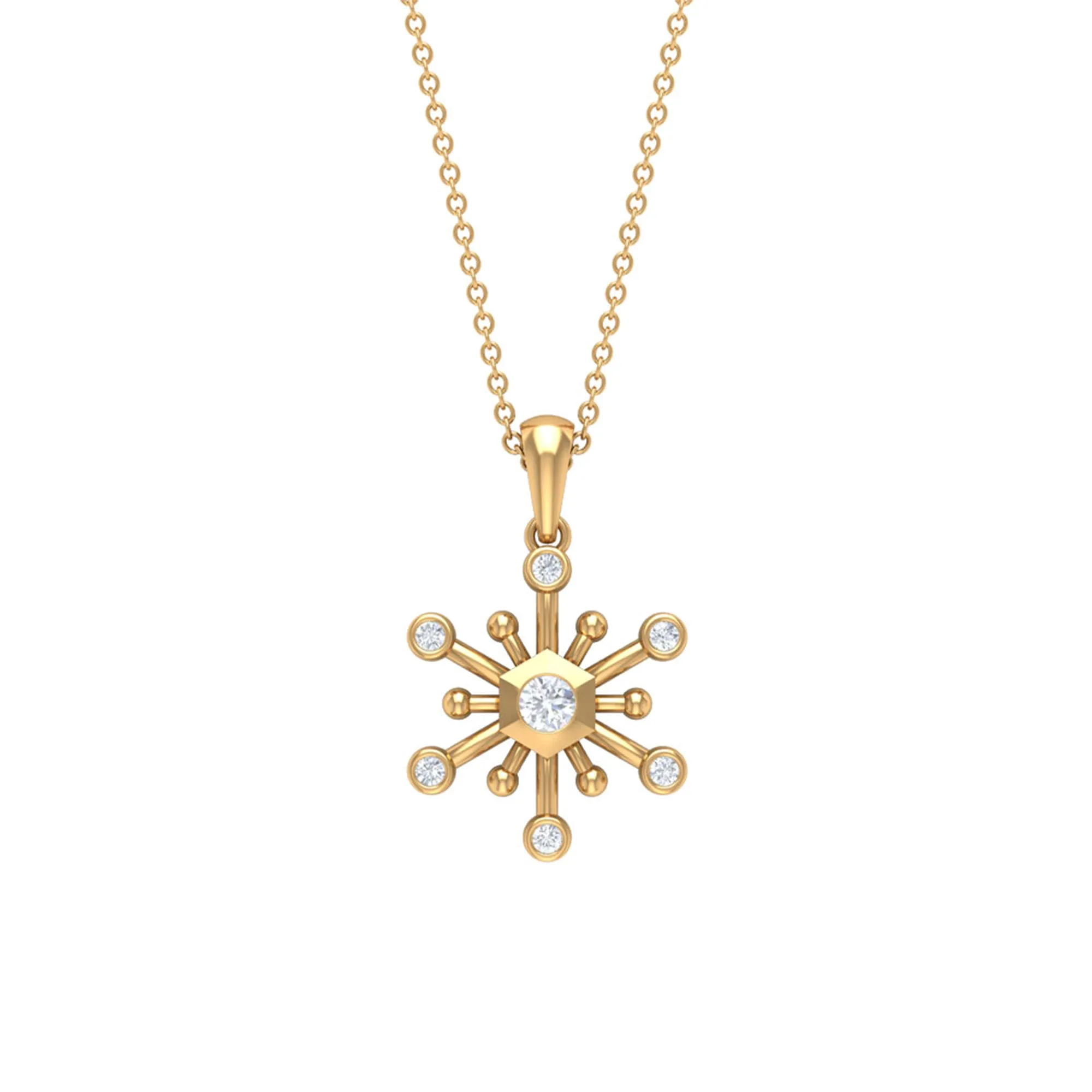 1/4 CT Snowflake Pendant for Women with Diamonds