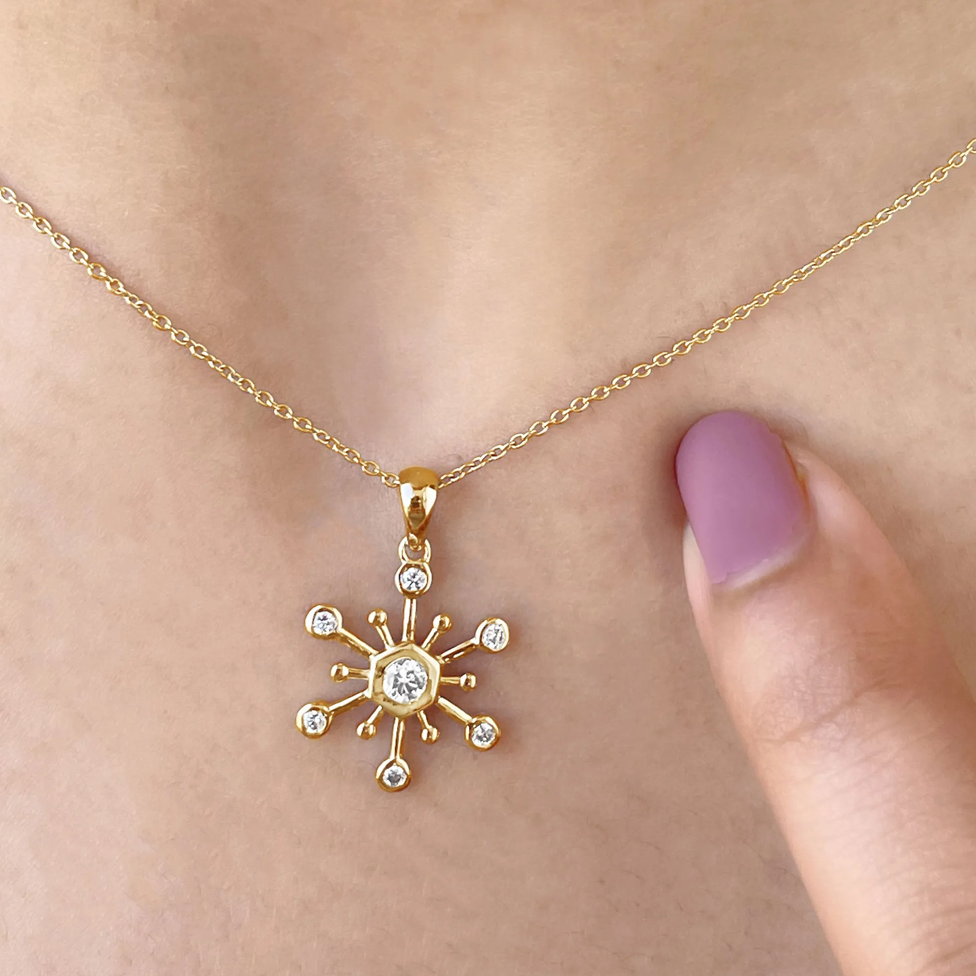 1/4 CT Snowflake Pendant for Women with Diamonds