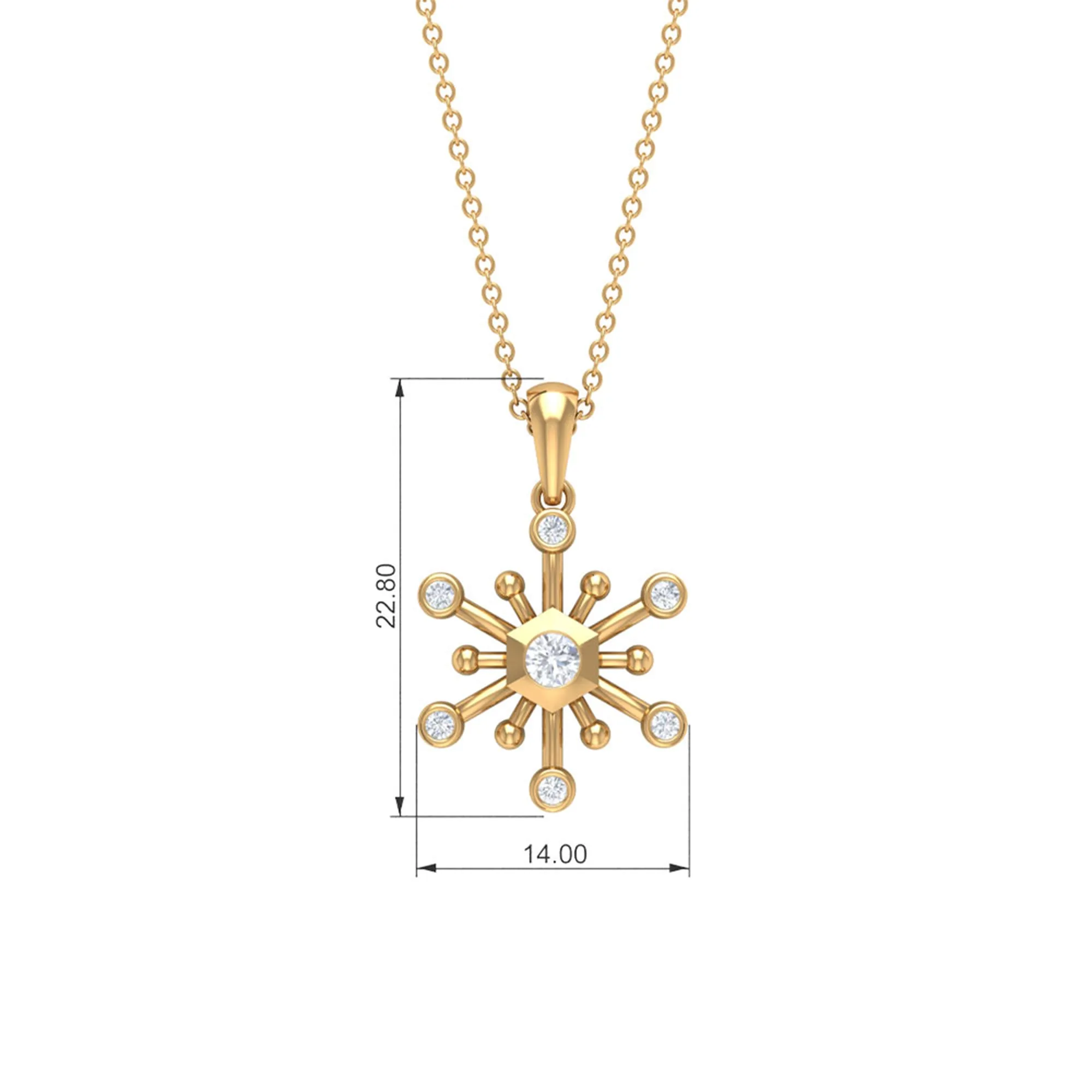 1/4 CT Snowflake Pendant for Women with Diamonds