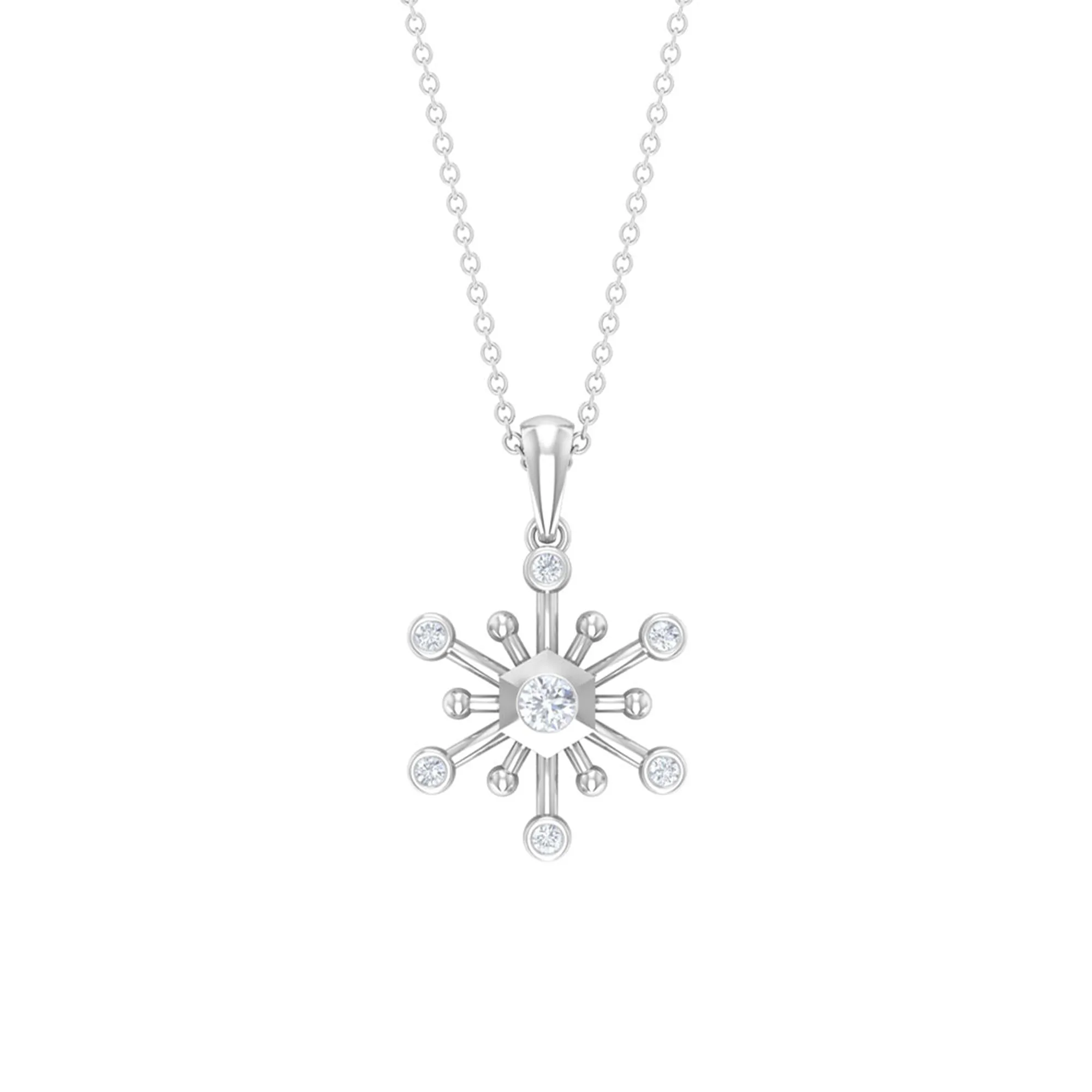 1/4 CT Snowflake Pendant for Women with Diamonds