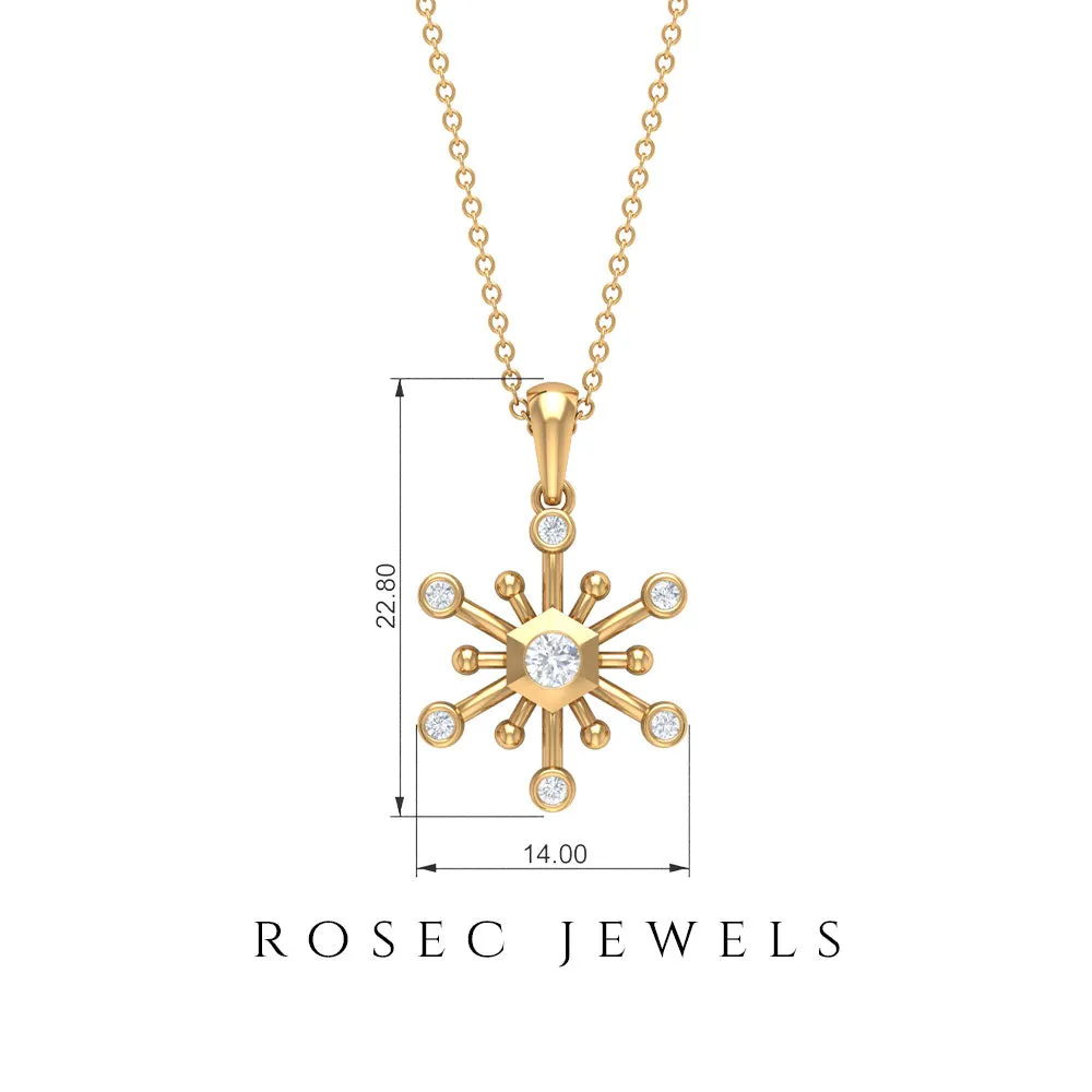 1/4 CT Snowflake Pendant for Women with Diamonds