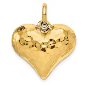 14K Gold Hammered 3-D Heart Pendant