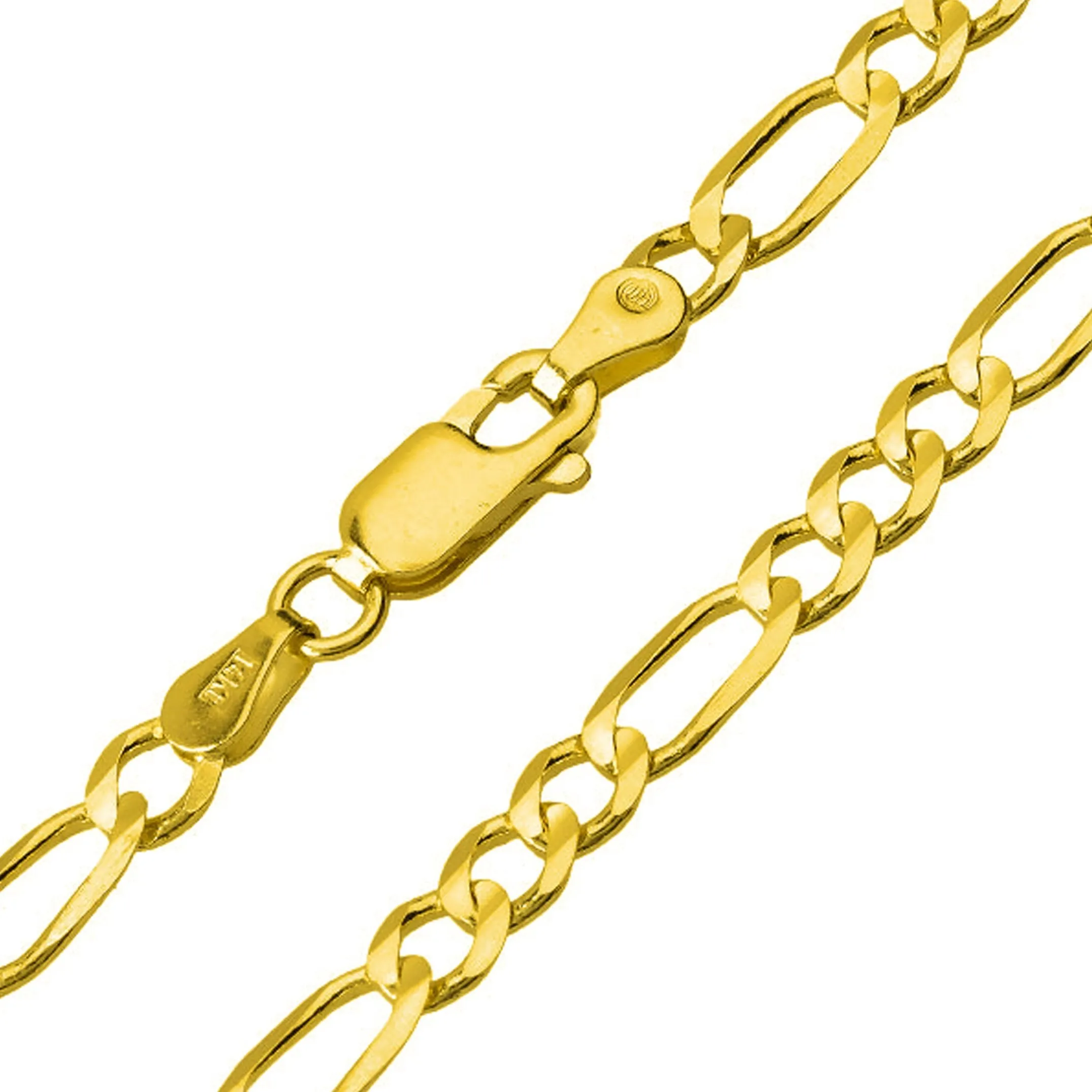 14k Gold Open Filigree Two-Tone Infinity Butterfly Pendant Figaro Chain Necklace - Yellow Gold