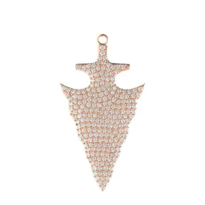 14k Rose Gold Natural Pave Set White Diamond Handmade Arrowhead Pendant Jewelry
