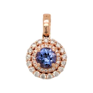 14K Rose Gold Tanzanite Double Halo Pendant