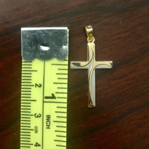 14K Two Tone Gold Religious Cross Pendant
