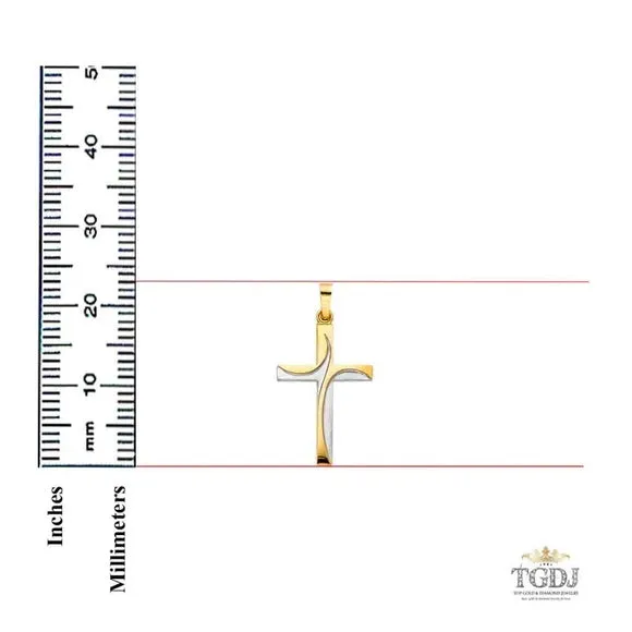 14K Two Tone Gold Religious Cross Pendant