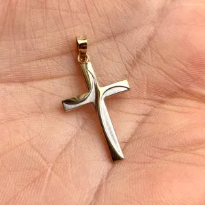 14K Two Tone Gold Religious Cross Pendant