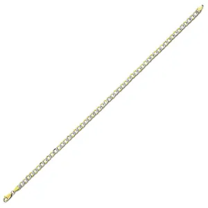 14K Two Tone White Pave Hollow Curb Anklet, 4.7mm (14K-WPCURBH120-10)