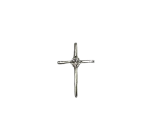 14k White Gold Solitaire Diamond Cross Pendant