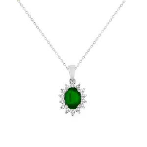 14KW 14DIA(F/C) 0.17CT,1EM OVAL-7X5m (0.84) Diamond Pendant (121PB530AED)