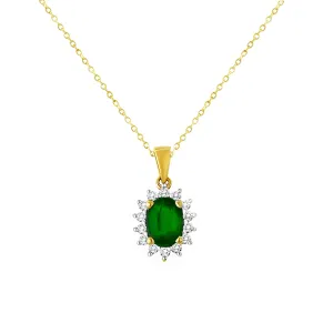 14KY 14DIA(F/C) 0.17CT,1EM OVAL-7X5m (0.84) Diamond Pendant (121PB530AEDY)