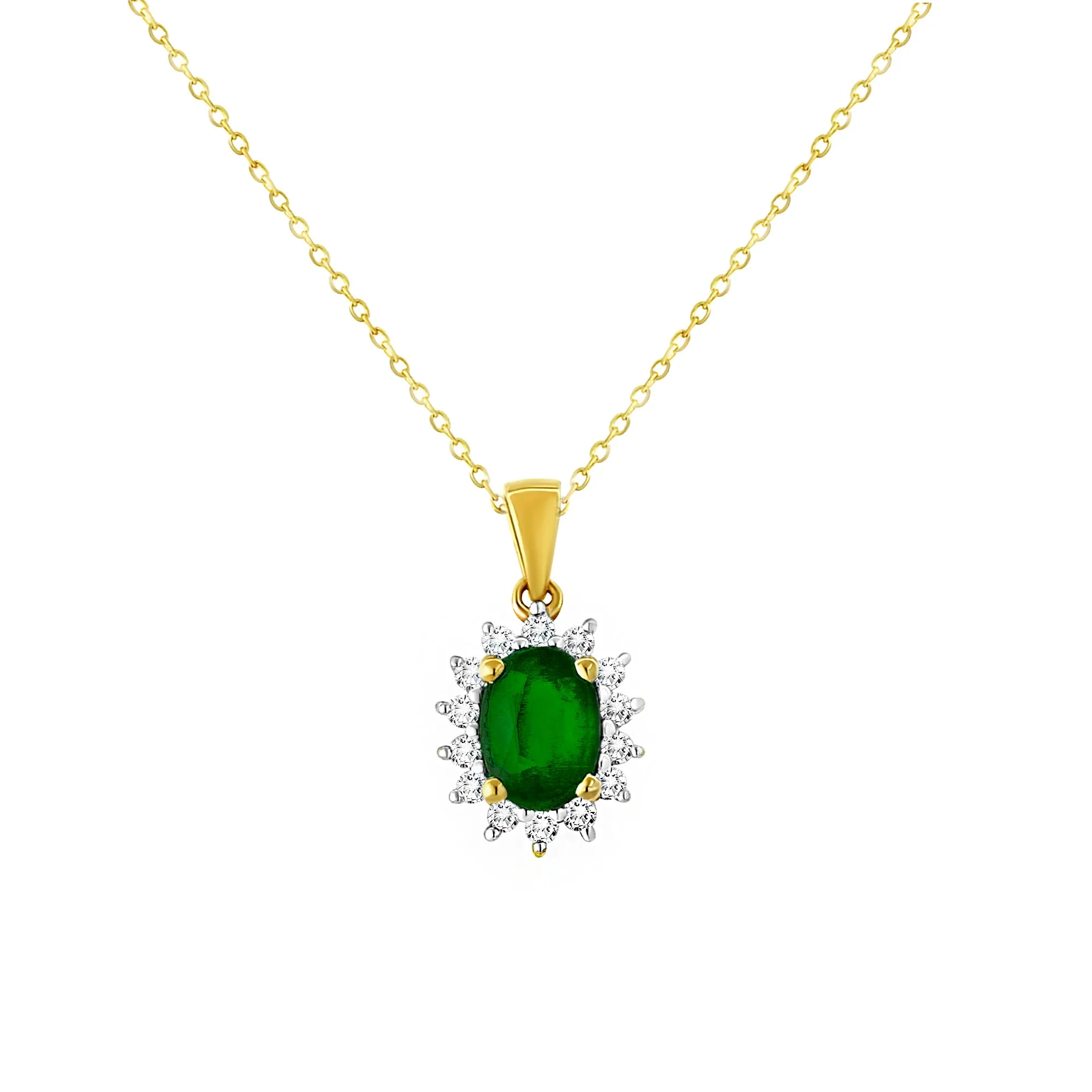 14KY 14DIA(F/C) 0.17CT,1EM OVAL-7X5m (0.84) Diamond Pendant (121PB530AEDY)