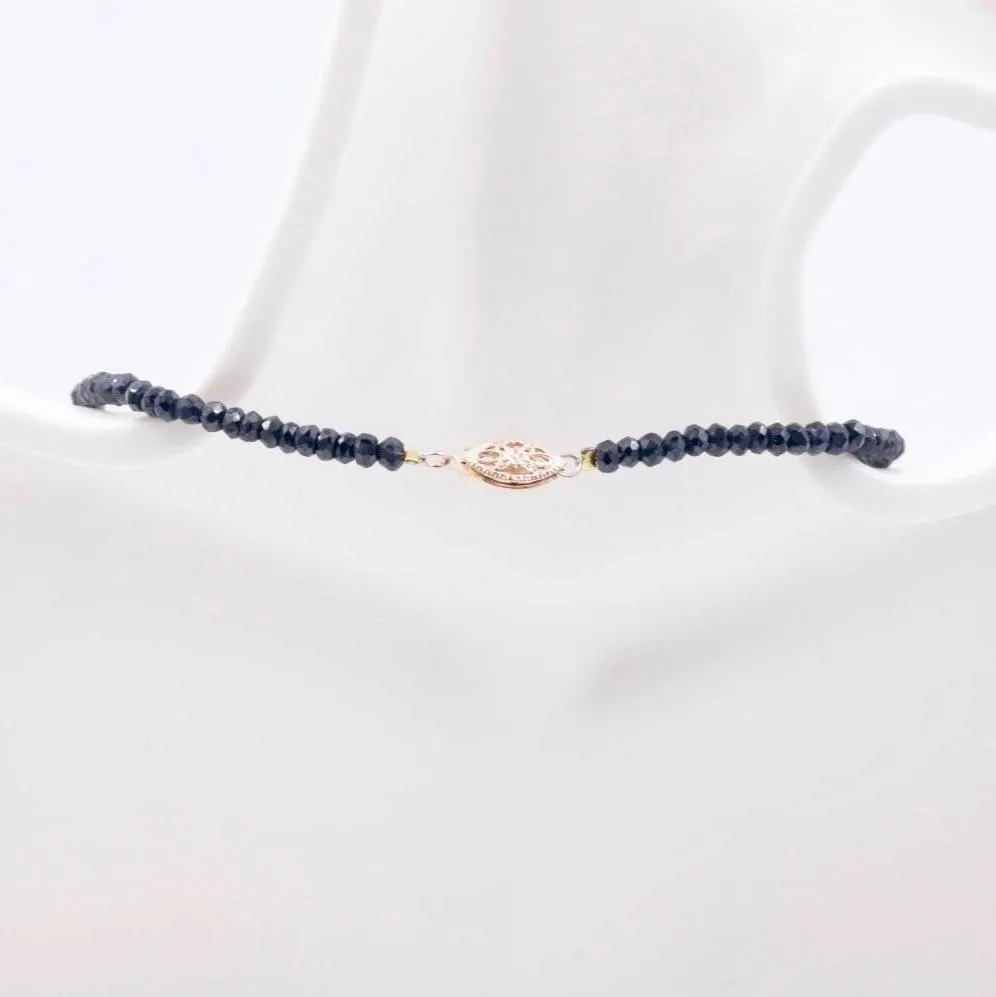 14KY Natural Citrine Necklace Natural Citrine w/ Natural Black Spinel Necklace Gemstone Necklace Quartz & Spinel Beaded Necklace SKU 108930