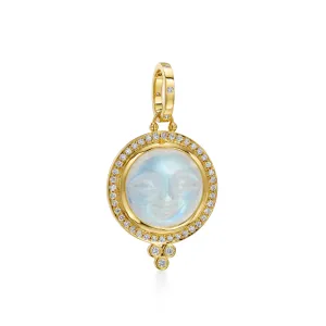 18K Blue Moonstone Moonface Pendant