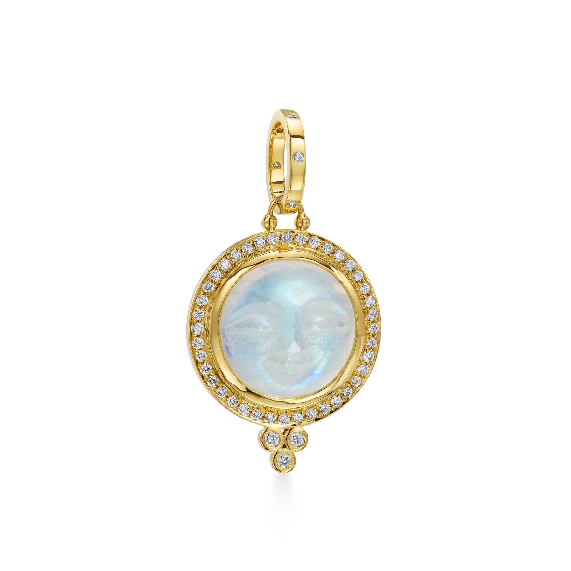 18K Blue Moonstone Moonface Pendant