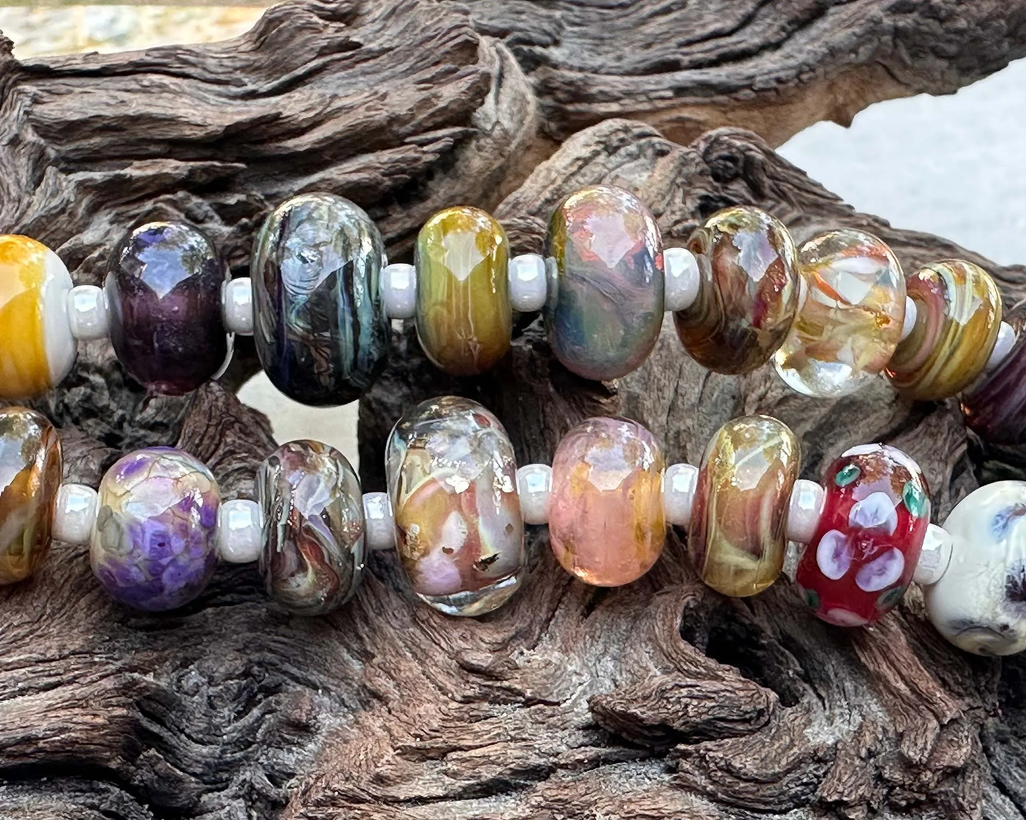 21 Brown Orphans Lampwork Beads Set SRA