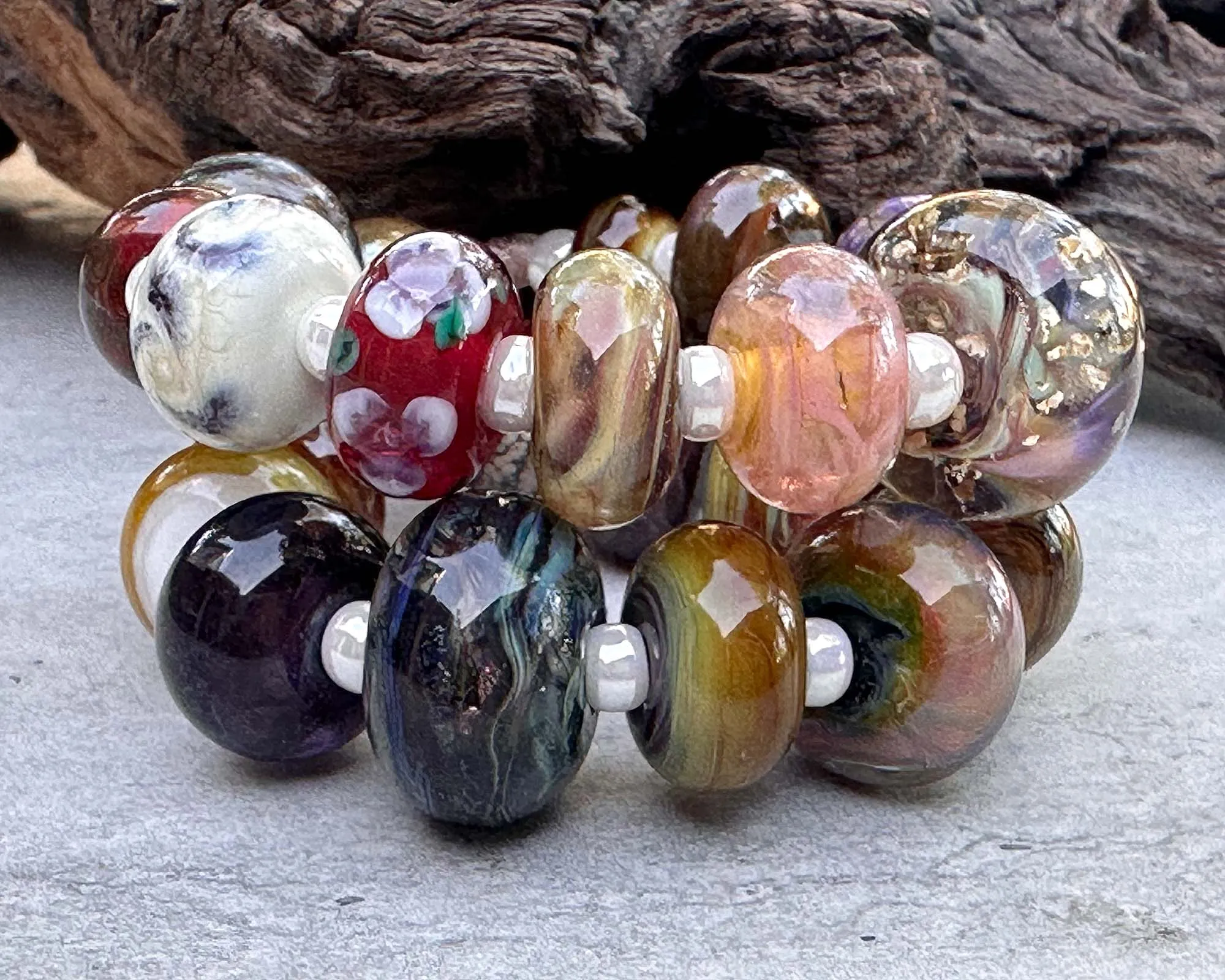 21 Brown Orphans Lampwork Beads Set SRA