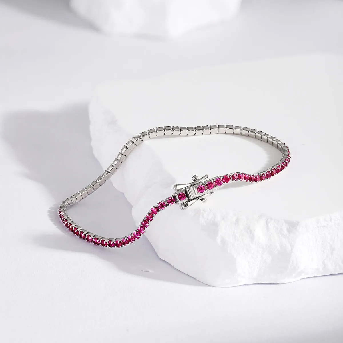 2mm Fuchsia Pink CZ Tennis Bracelet