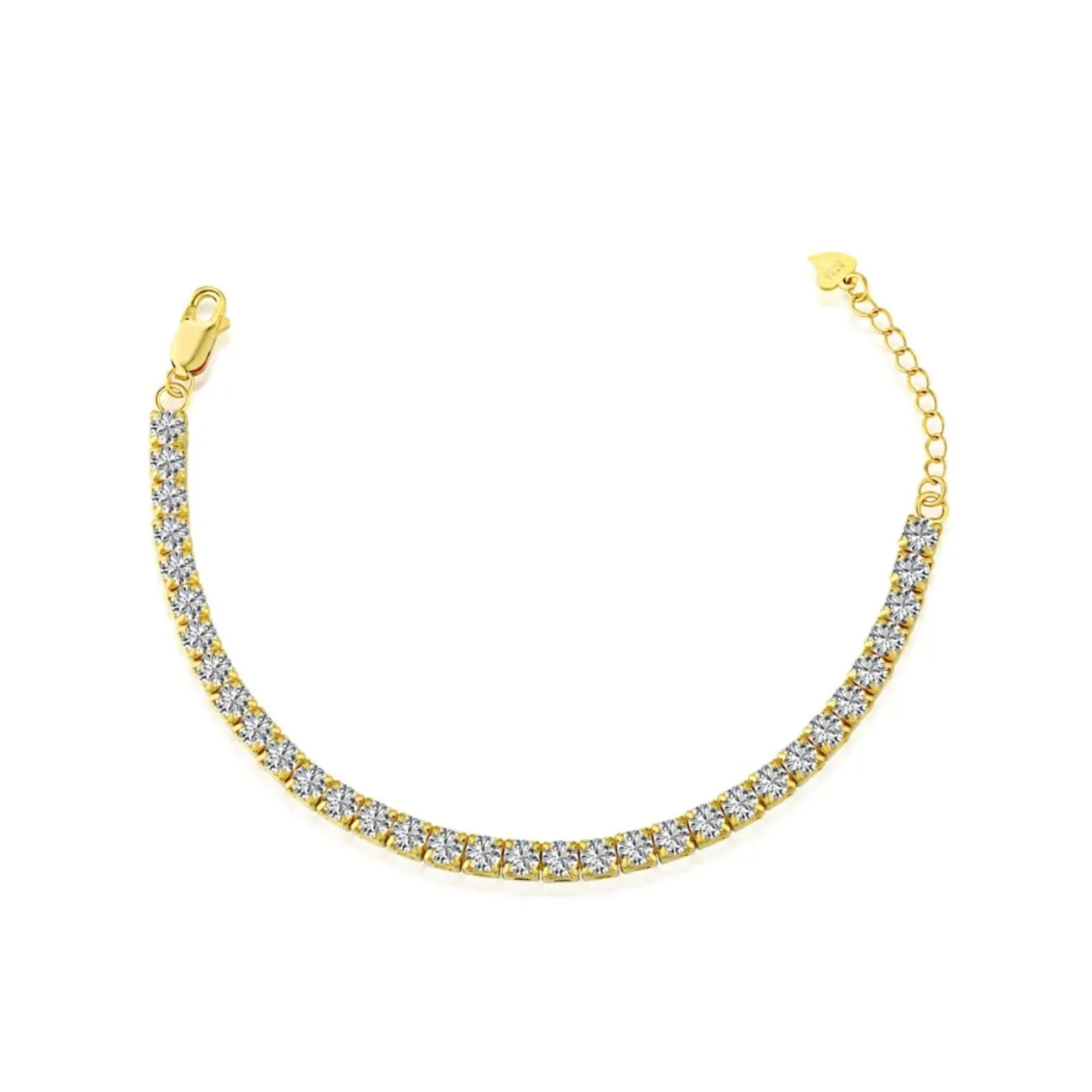 4mm Round CZ Adjustable Tennis Bracelet - Gold/Silver