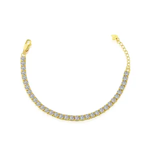 4mm Round CZ Adjustable Tennis Bracelet - Gold/Silver