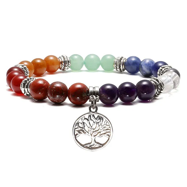 7 Chakras Crystal Beads with Charms Bracelet | Jovivi