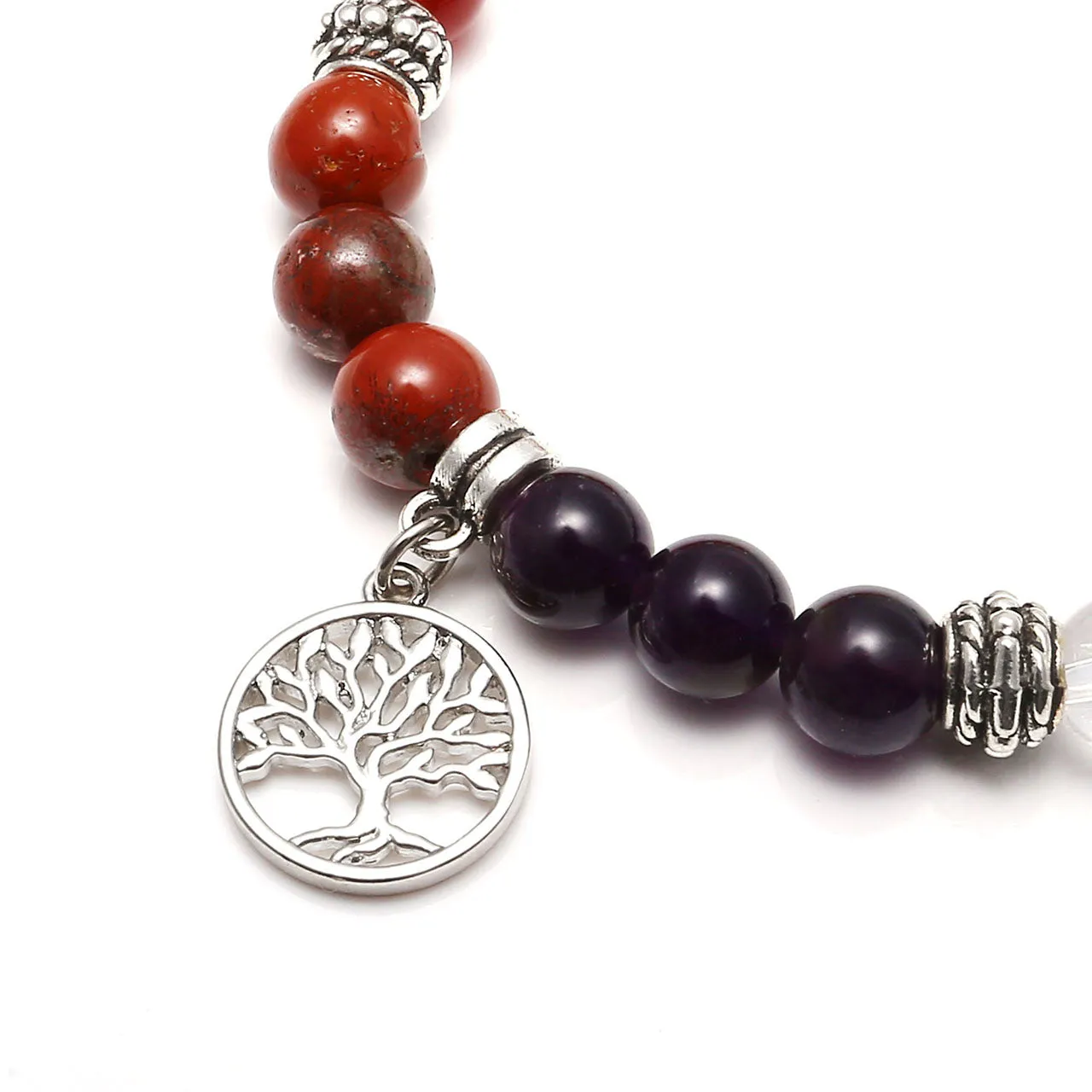 7 Chakras Crystal Beads with Charms Bracelet | Jovivi