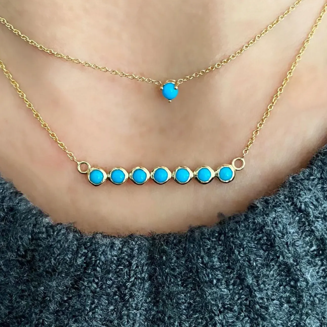 7 Turquoise Bar Necklace