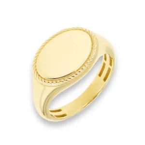 9ct Gold Twisted Rope Signet Ring - 14mm