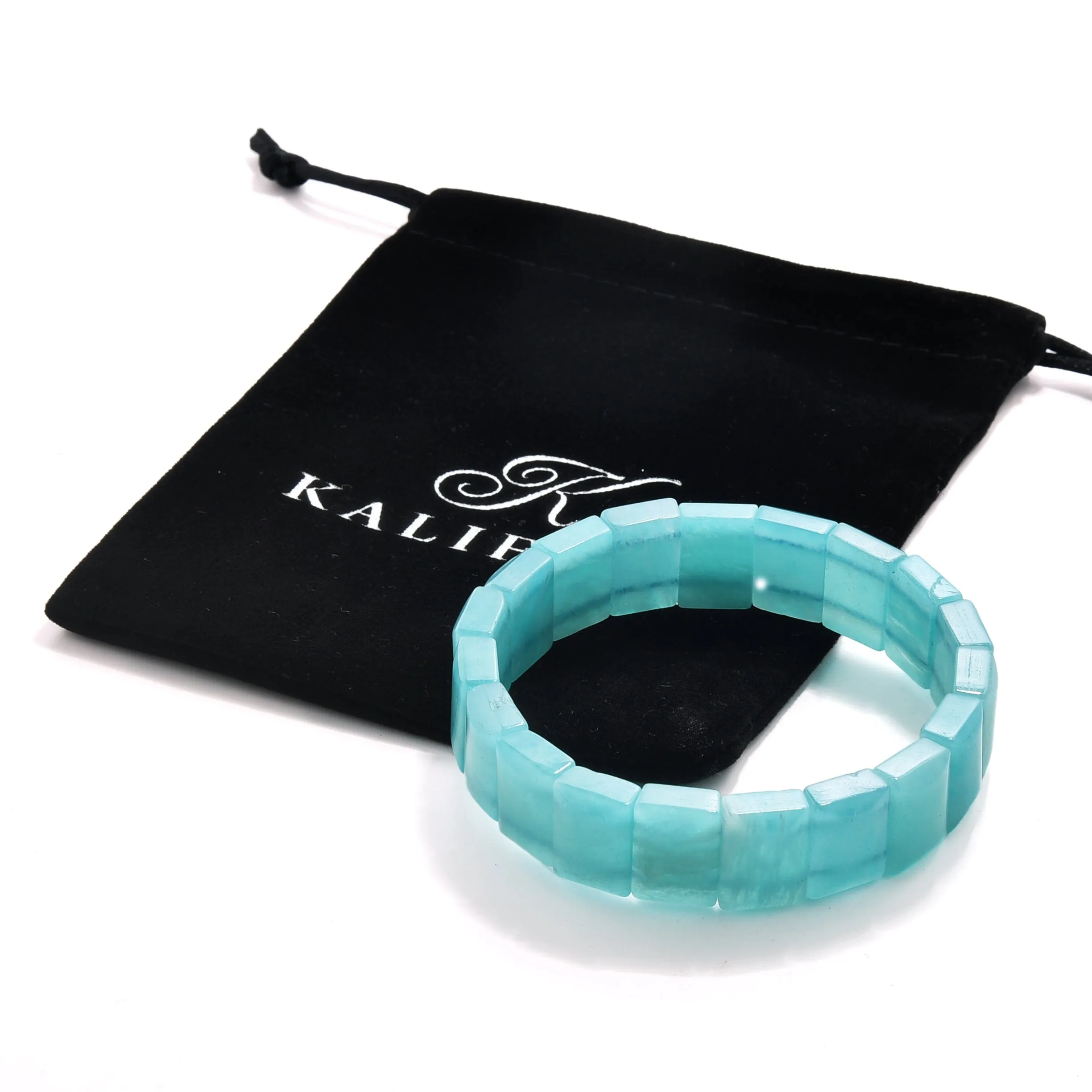 Amazonite Square Gemstone 15mm Beads Elastic Bracelet