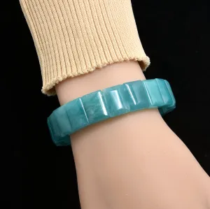 Amazonite Square Gemstone 15mm Beads Elastic Bracelet