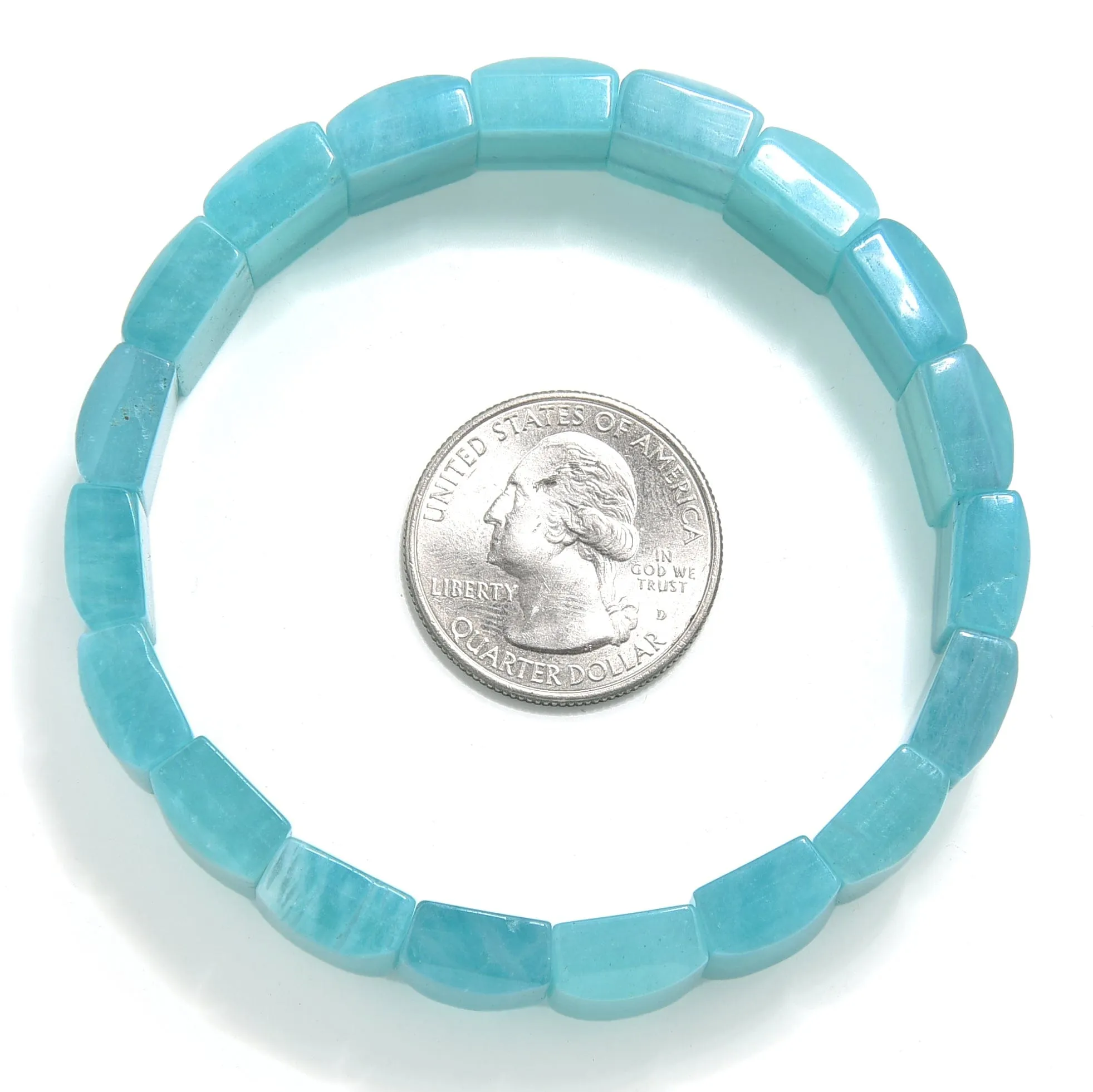 Amazonite Square Gemstone 15mm Beads Elastic Bracelet