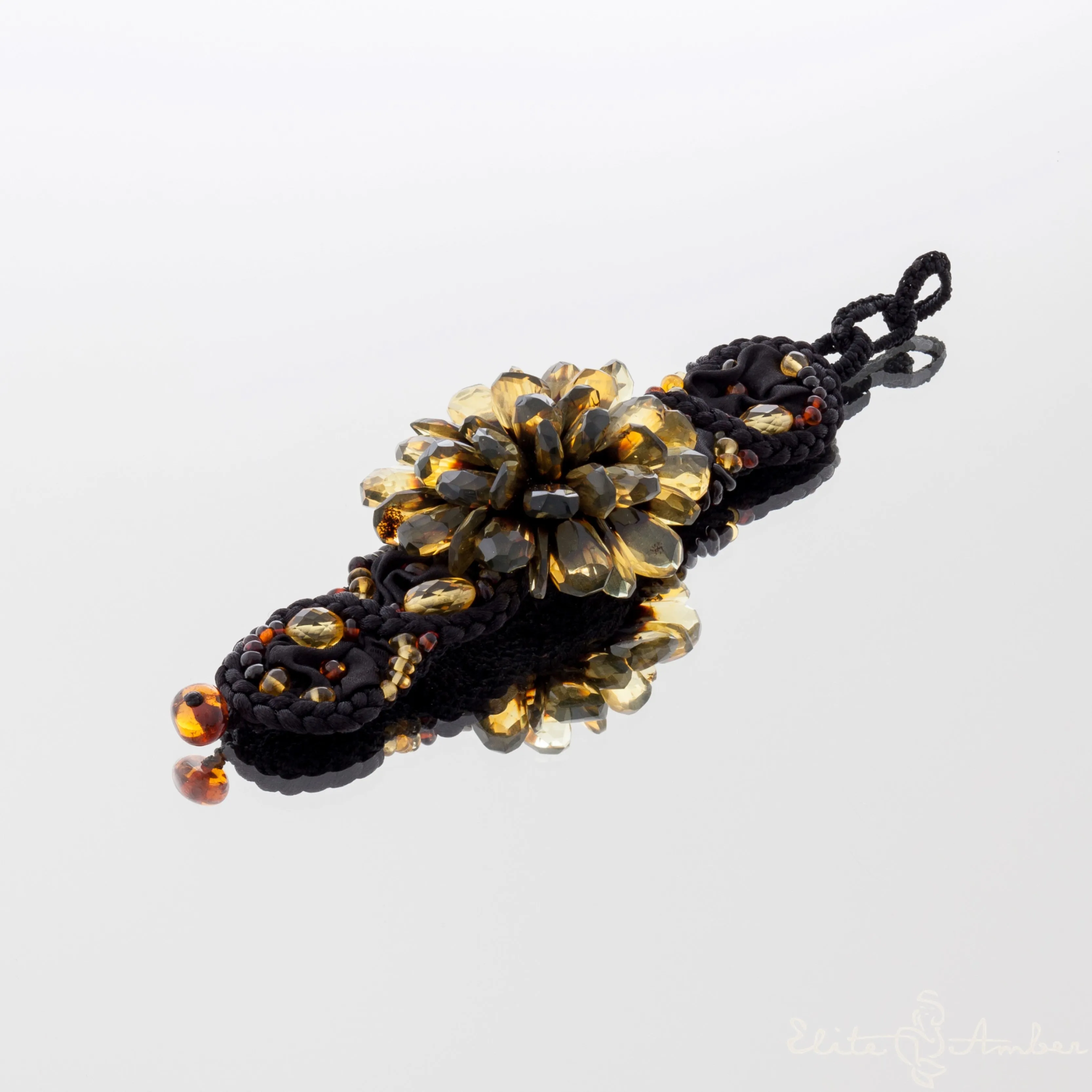Amber bracelet "Midnight flower"