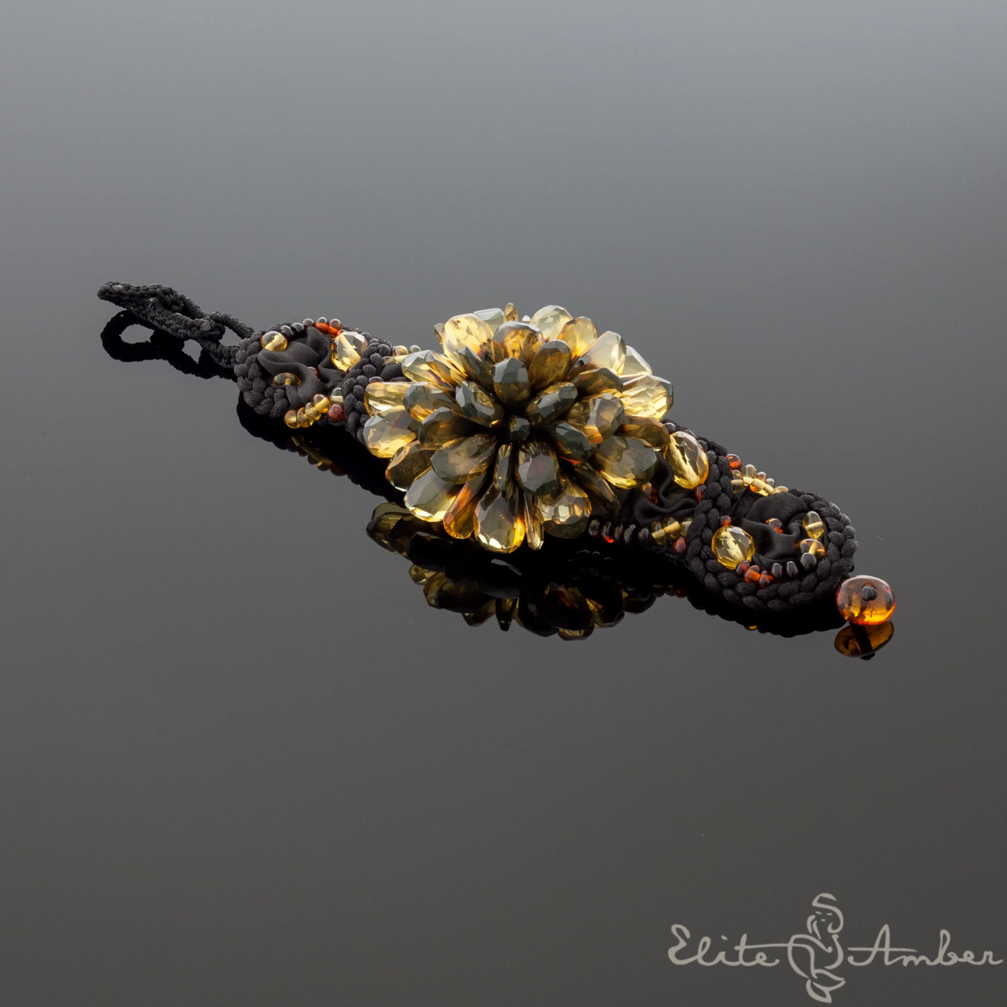 Amber bracelet "Midnight flower"