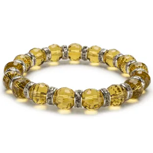 Amber Gorgeous Glass Bracelet with Cubic Zirconia Crystals