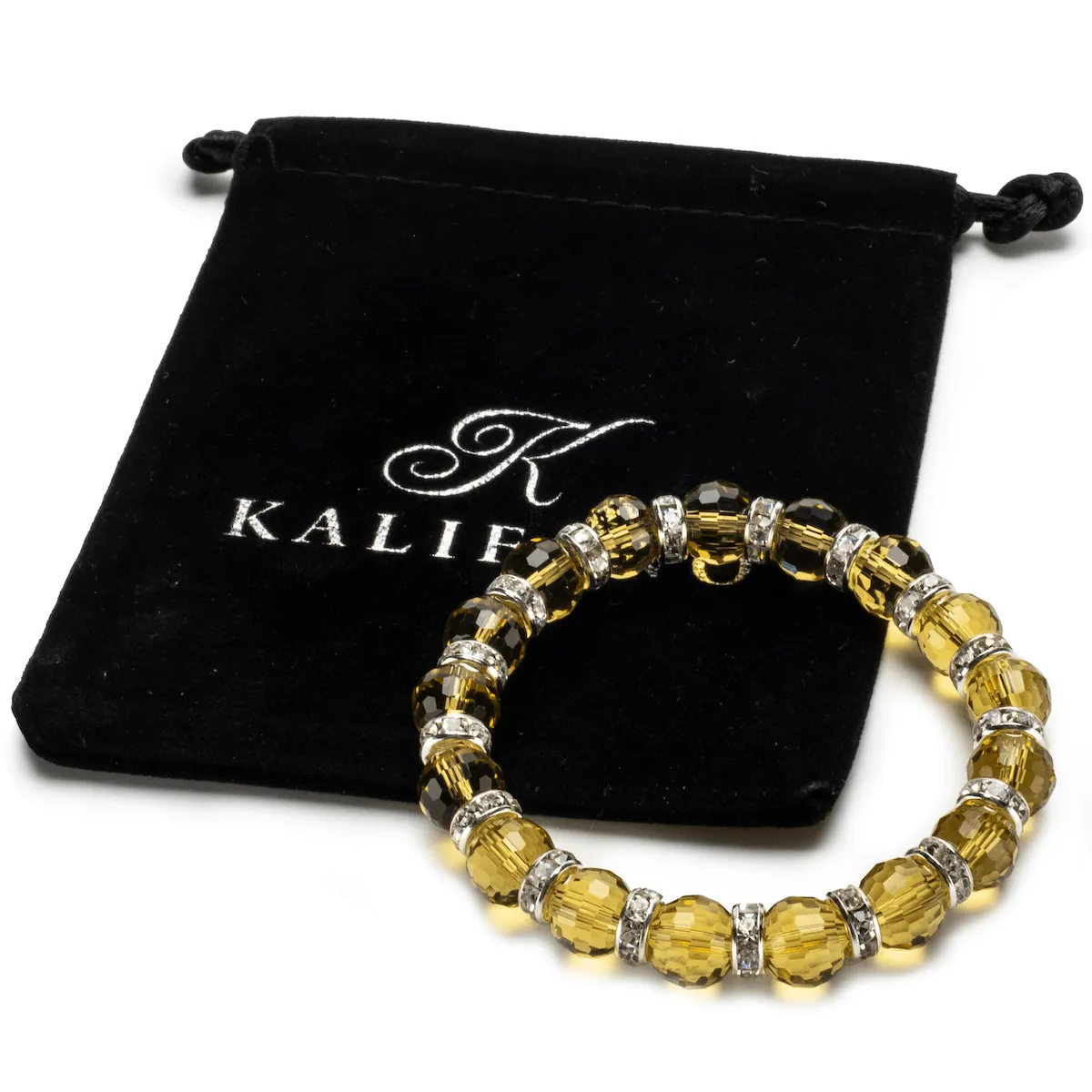 Amber Gorgeous Glass Bracelet with Cubic Zirconia Crystals