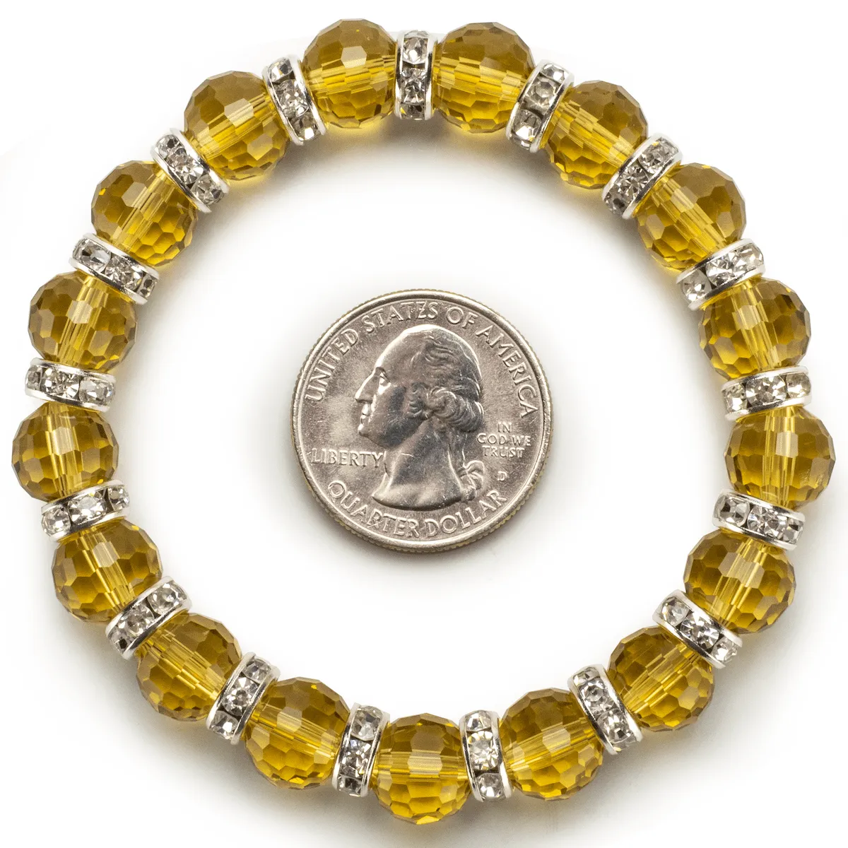 Amber Gorgeous Glass Bracelet with Cubic Zirconia Crystals