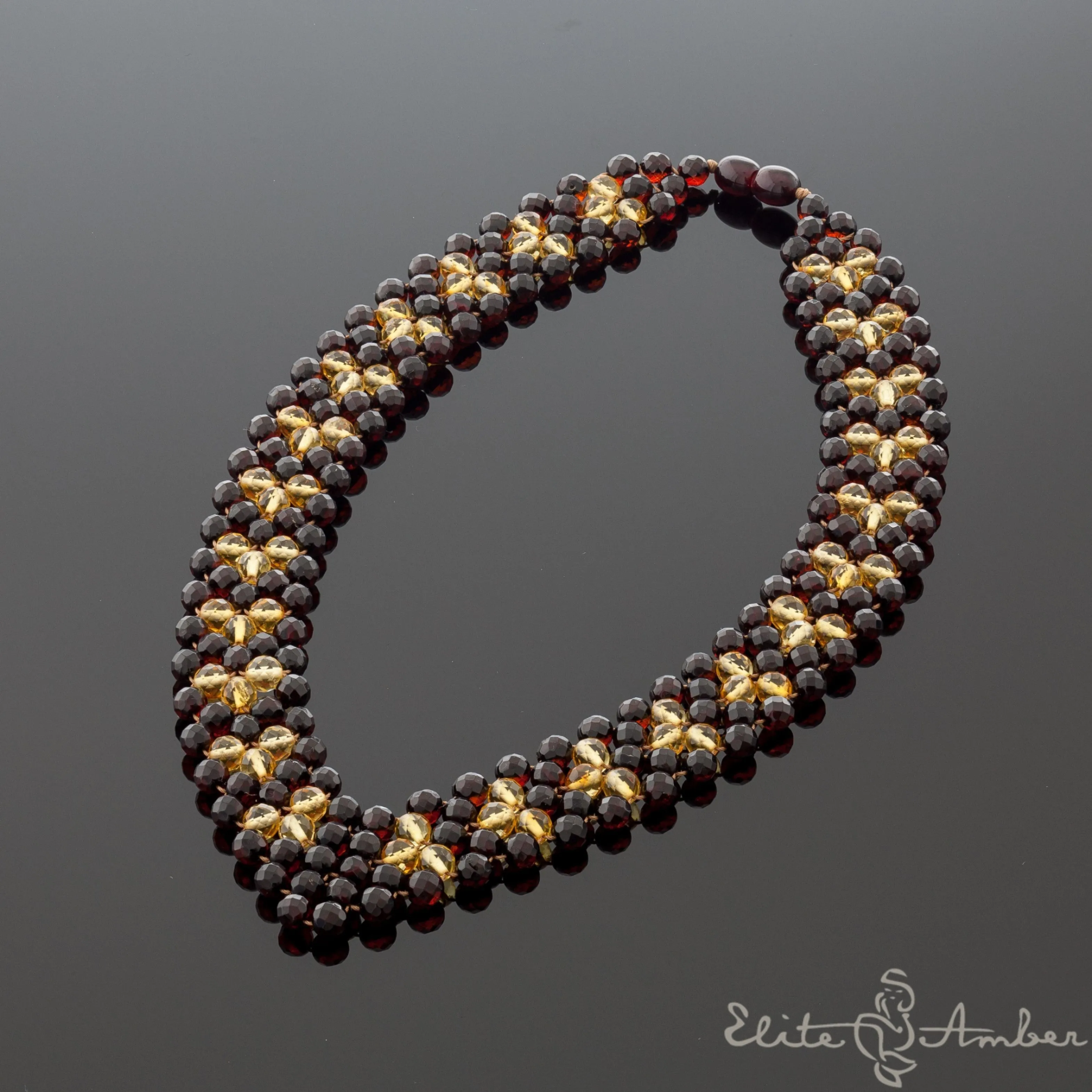 Amber necklace "Princess lemon leafs"